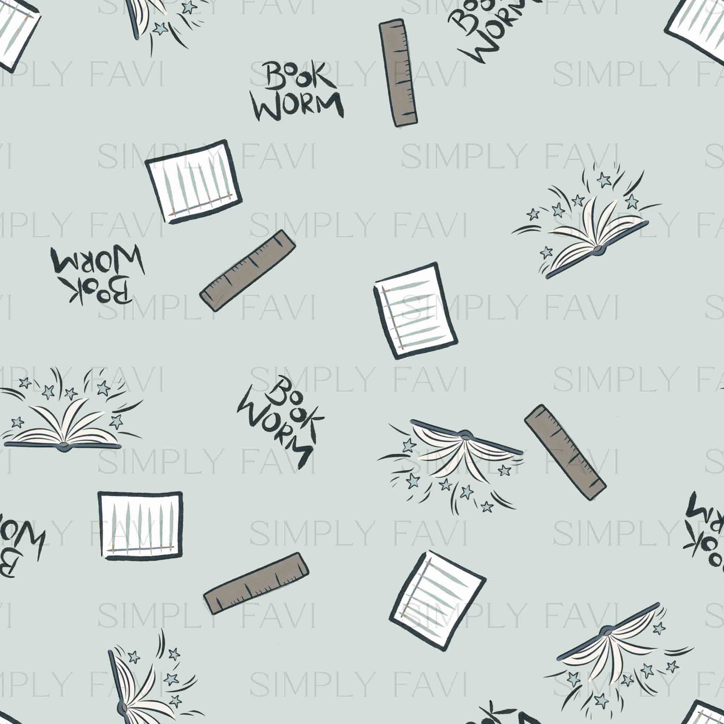 Book Worm Blue w/ Coord