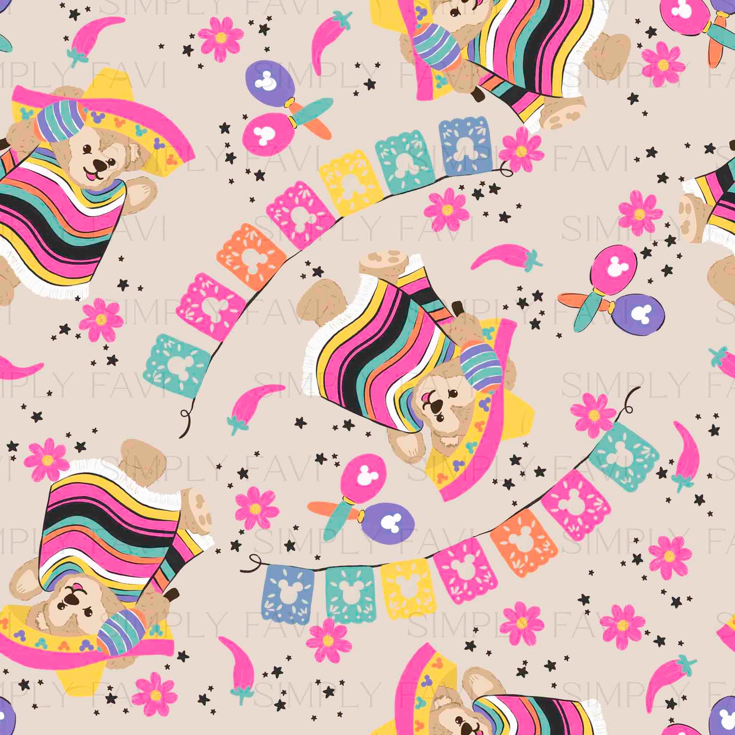 Teddy and Mexican Papel Scattered