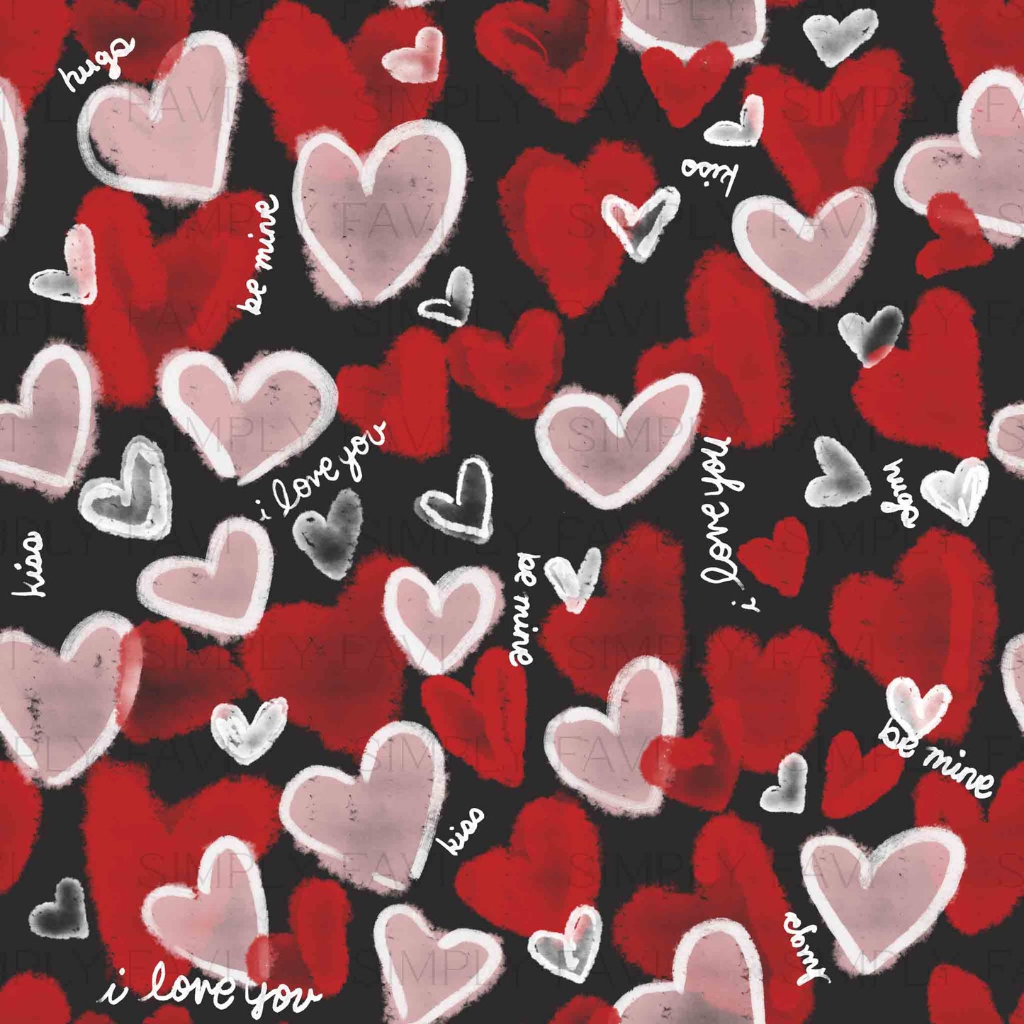 Painted Hearts Black