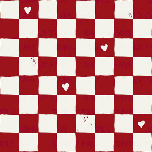 Vintage Chex Hearts White/Red