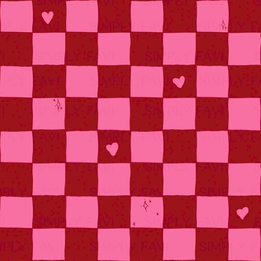 Vintage Chex Hearts Pink/Red