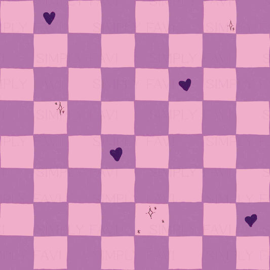 Vintage Chex Hearts Purple