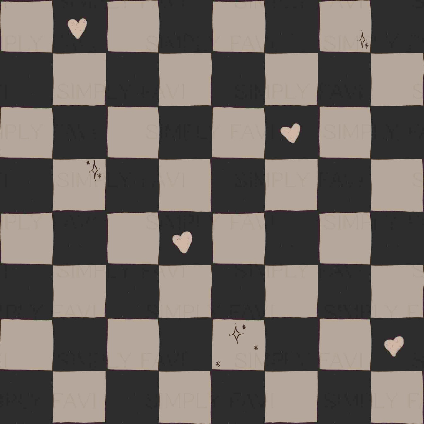 Vintage Chex Hearts Black