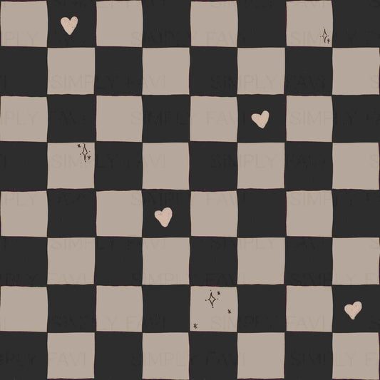 Vintage Chex Hearts Black