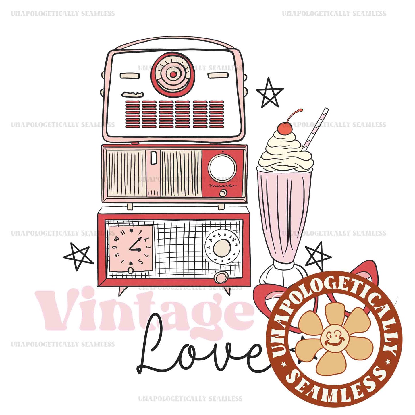 Vintage Love Pink PNG