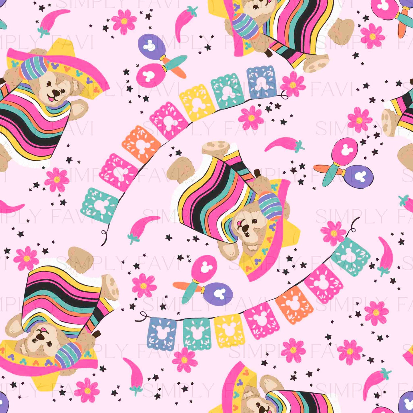 Teddy and Mexican Papel Scattered