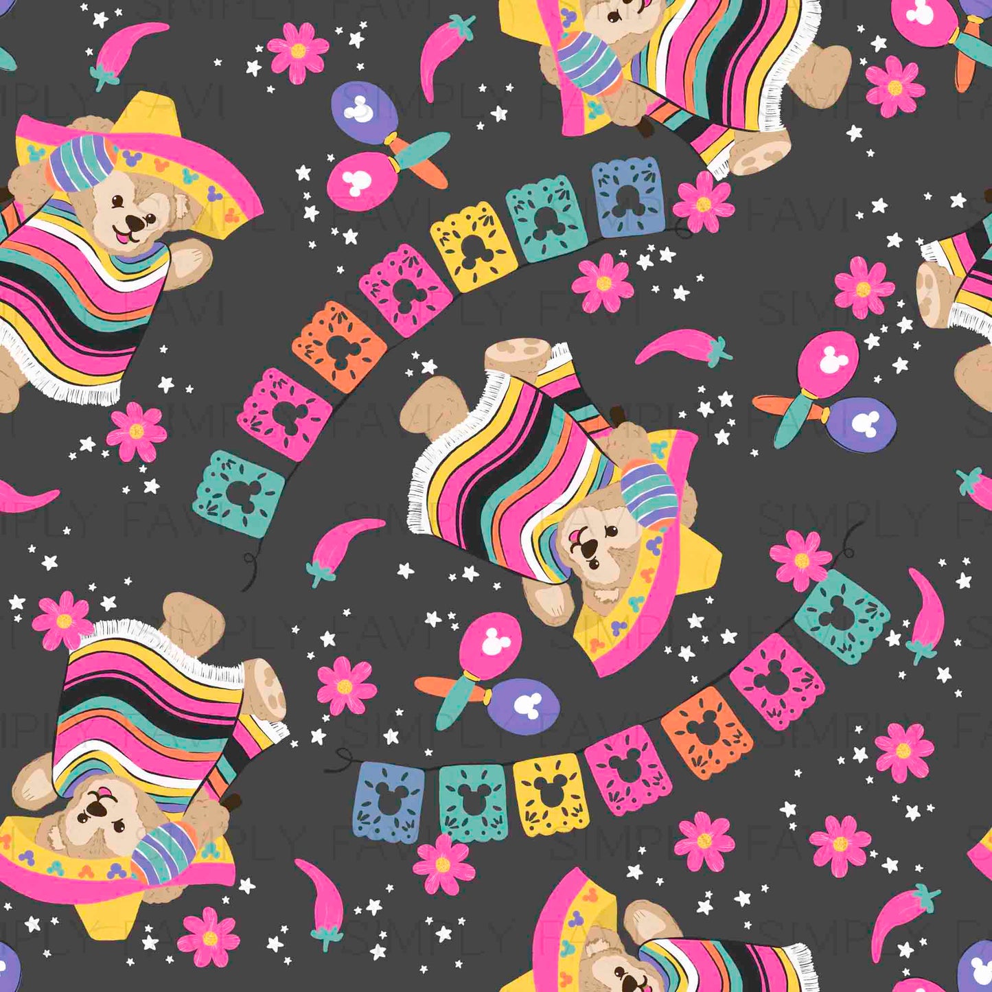 Teddy and Mexican Papel Scattered