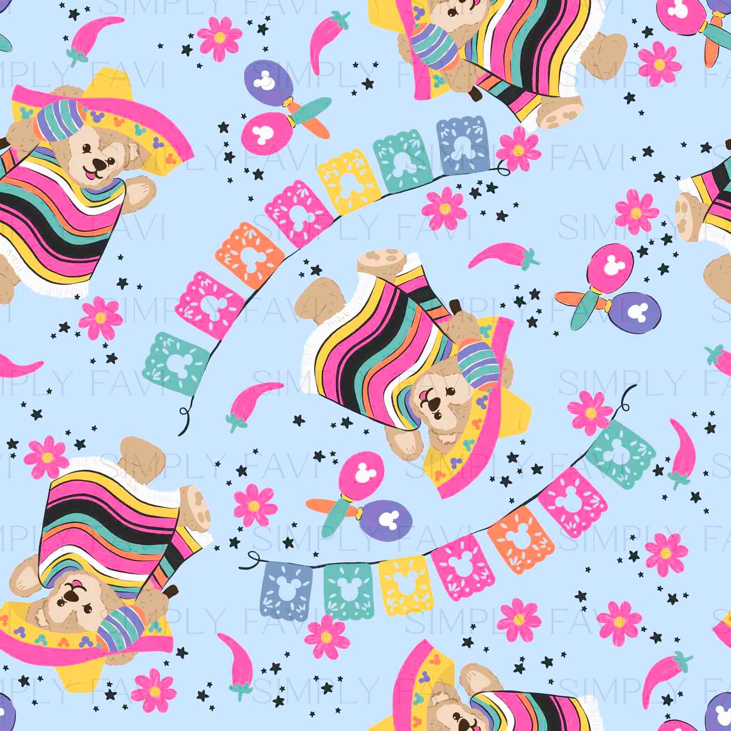 Teddy and Mexican Papel Scattered