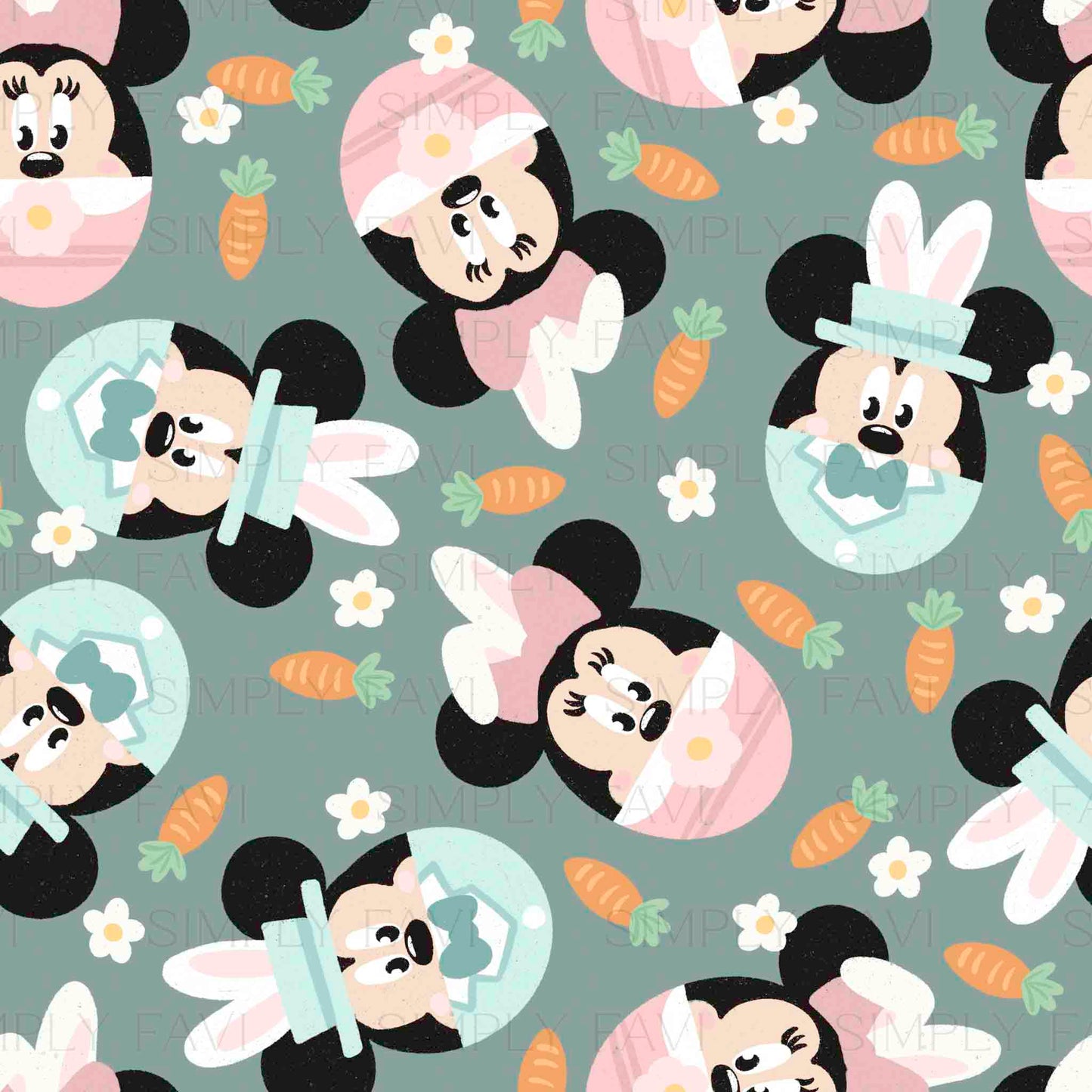 Easter Mouse w/ Flowers (set of 4)