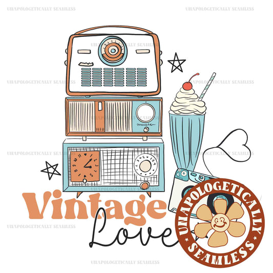 Vintage Love Blue PNG